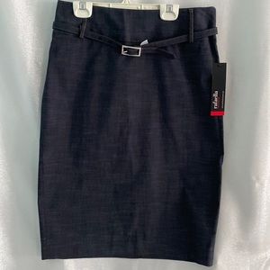Skirt, dark blue , belted